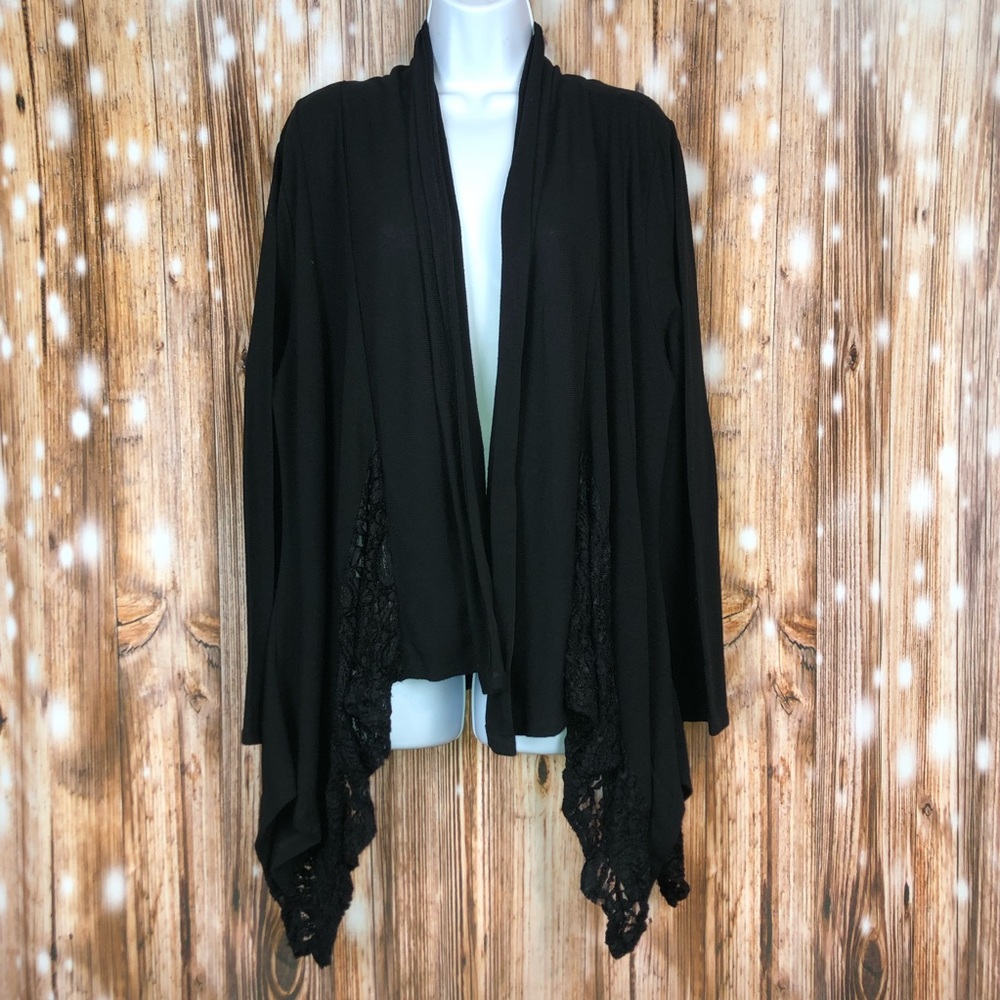 Maria Gabrielle Lace Backed Open Front Long Sleeve Cardigan